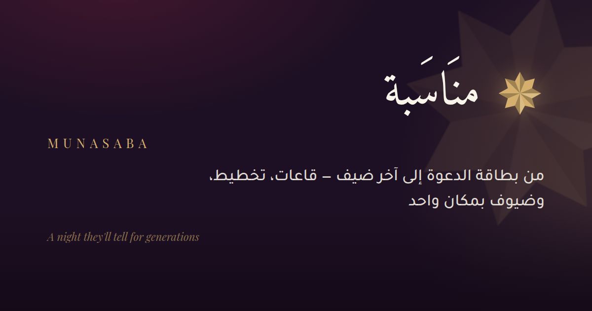 MUNASABA typographic brand graphic in gold and purple